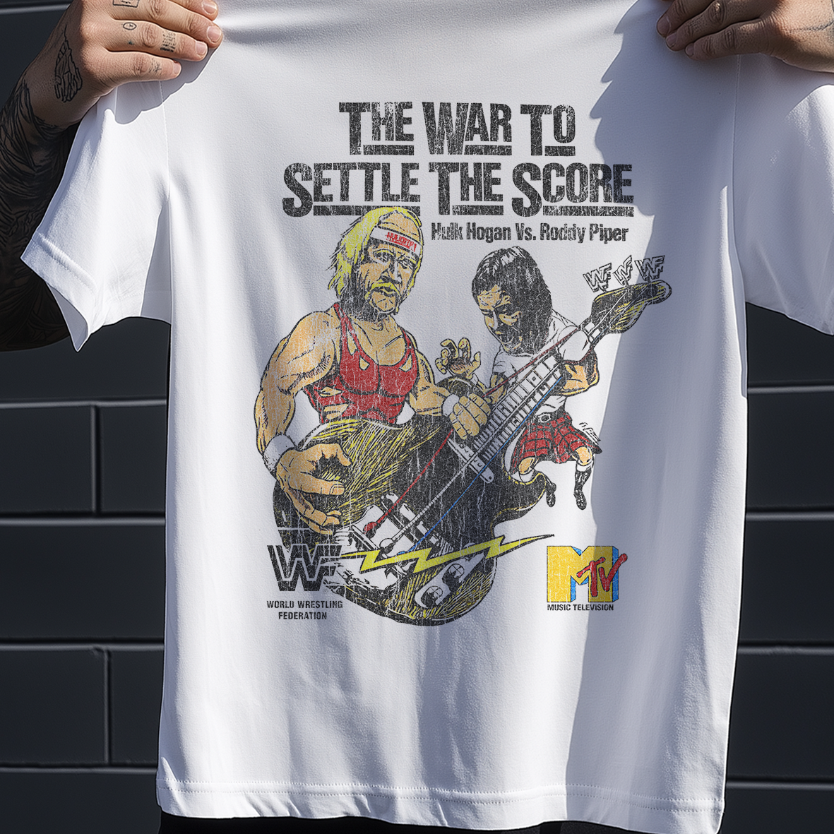 The War To Settle The Score '85 Promo Vintage Washed White T-Shirt