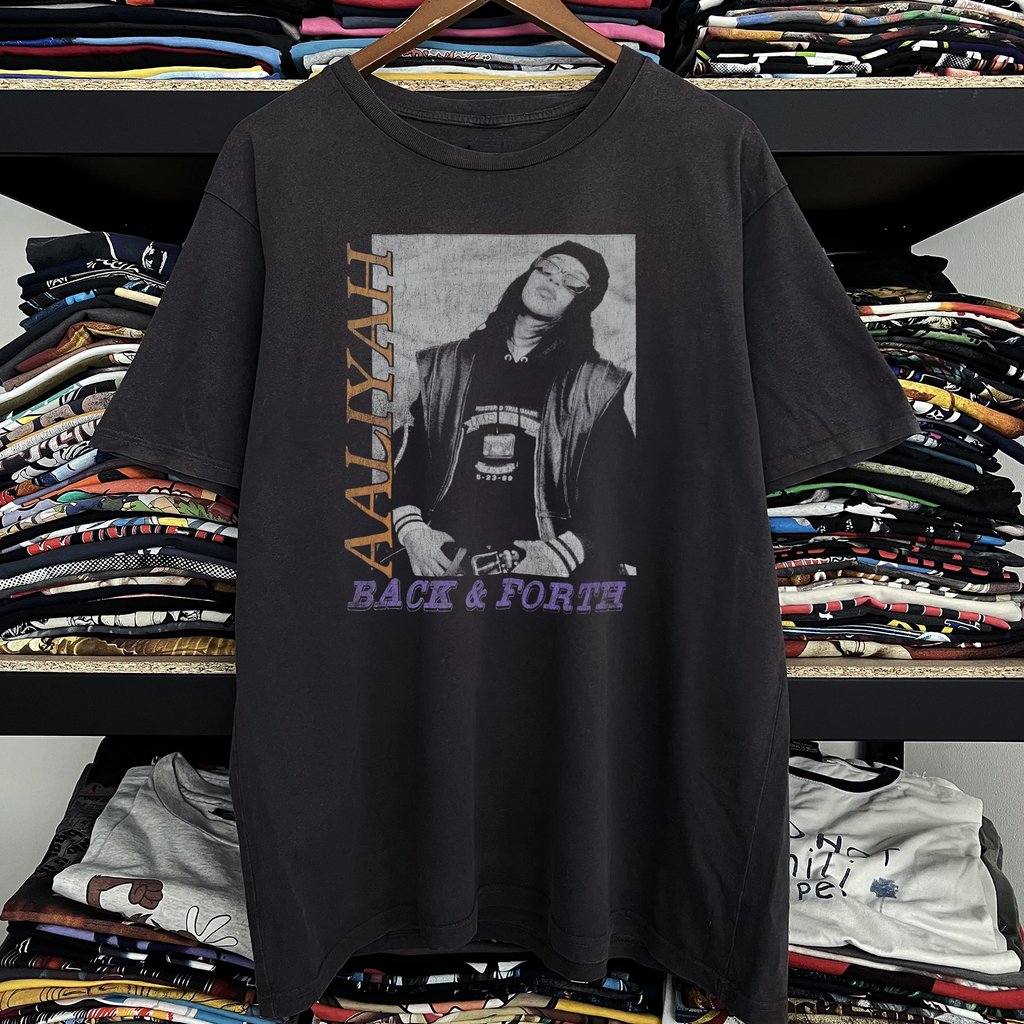 Rare Aaliyah Back and Forth Washed Black Tee