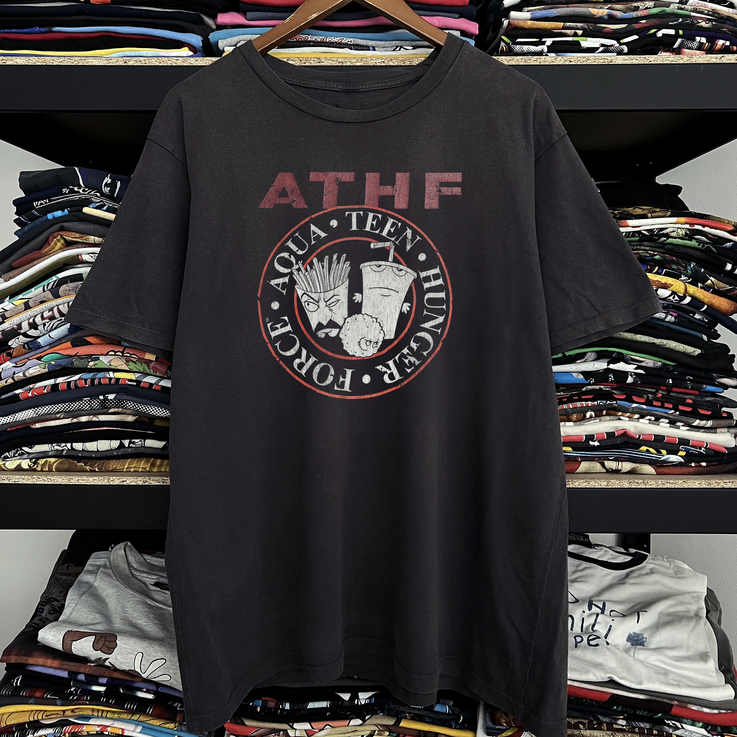 2005 Aqua teen Hunger Force ATHF Washed Black Tee